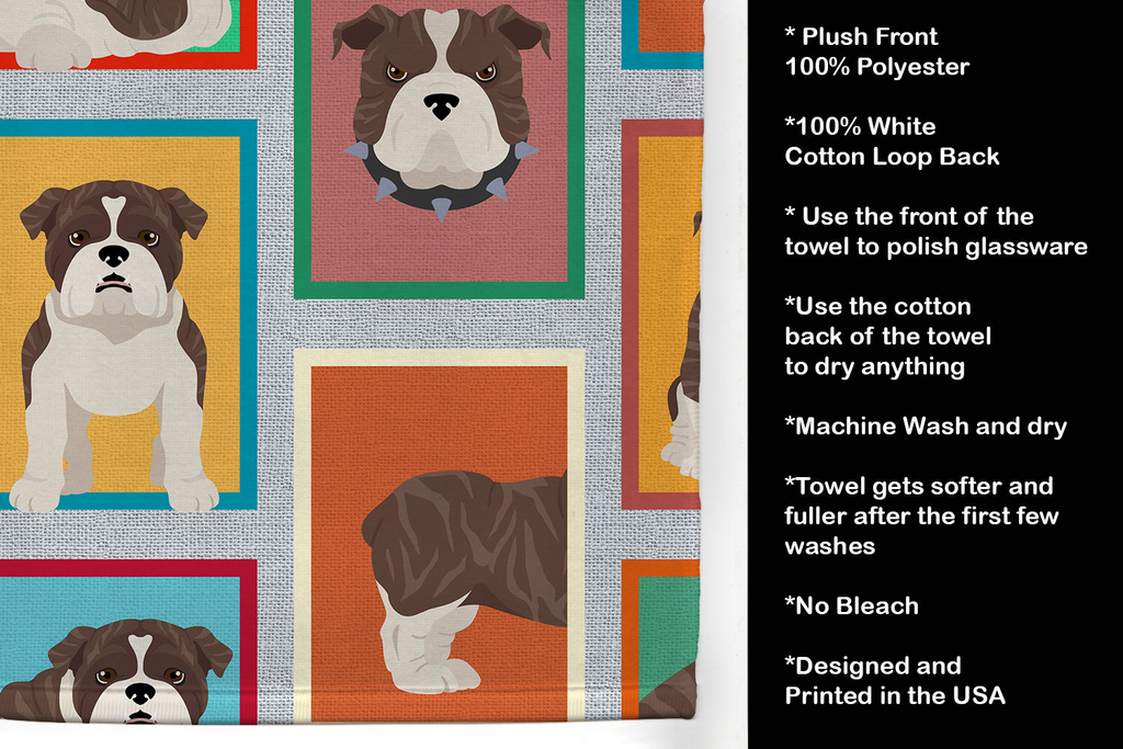 Glamorous Pups : Lots of Brindle English Bulldog Kitchen Towel
