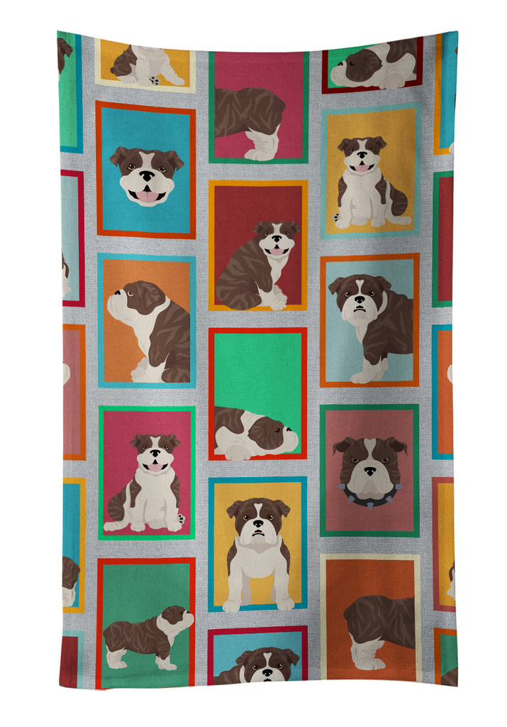 Glamorous Pups : Lots of Brindle English Bulldog Kitchen Towel