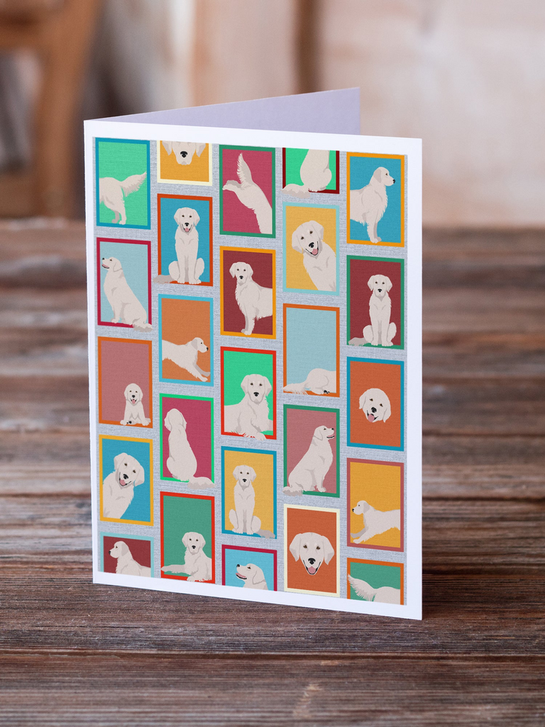 Glamorous Pups : Lots of Cream Golden Retriever Greeting Cards Pack of 8