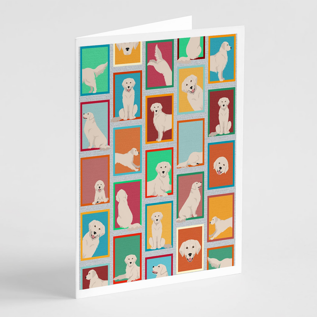 Glamorous Pups : Lots of Cream Golden Retriever Greeting Cards Pack of 8
