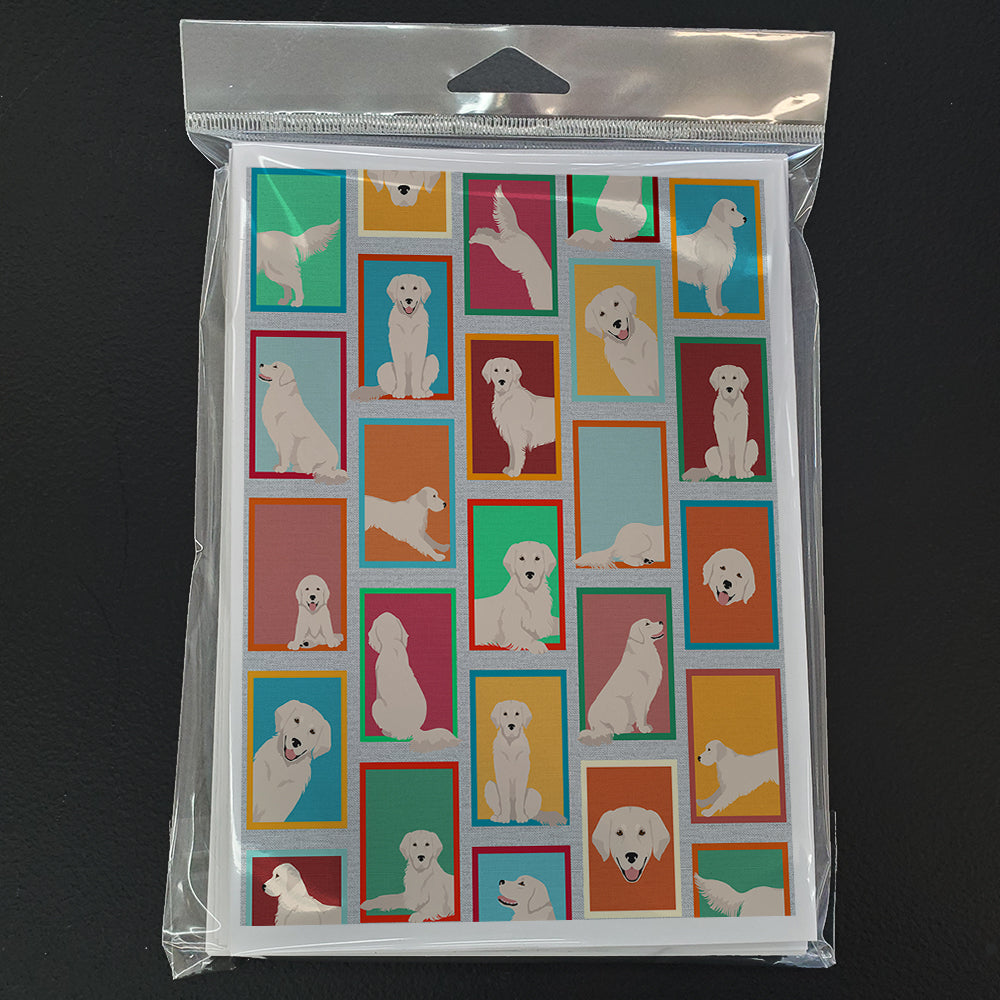 Glamorous Pups : Lots of Cream Golden Retriever Greeting Cards Pack of 8
