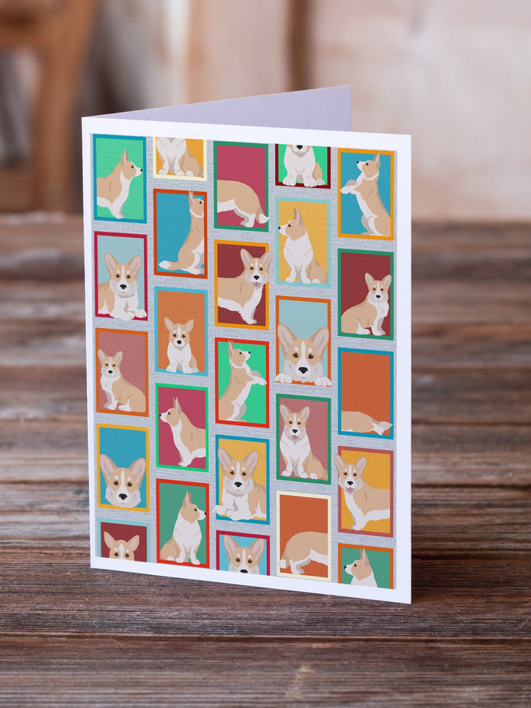 Glamorous Pups : Lots of Fawn Cardigan Corgi Greeting Cards Pack of 8