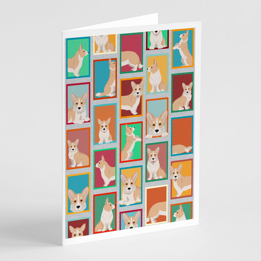 Glamorous Pups : Lots of Fawn Cardigan Corgi Greeting Cards Pack of 8