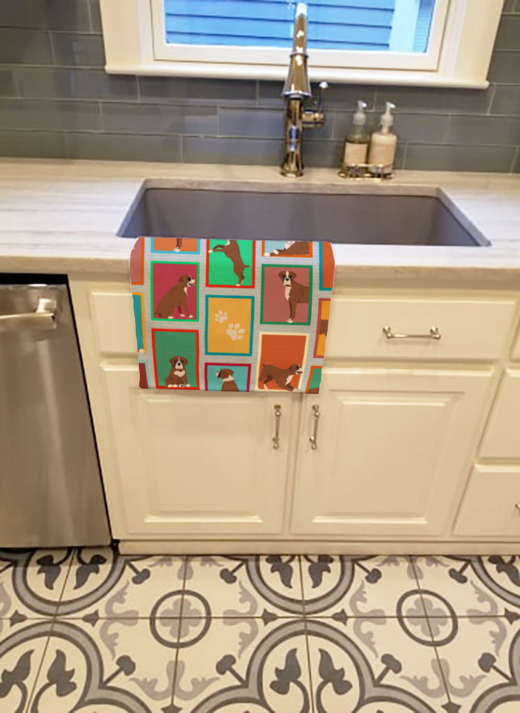 Glamorous Pups : Lots of Flashy Fawn Boxer Kitchen Towel
