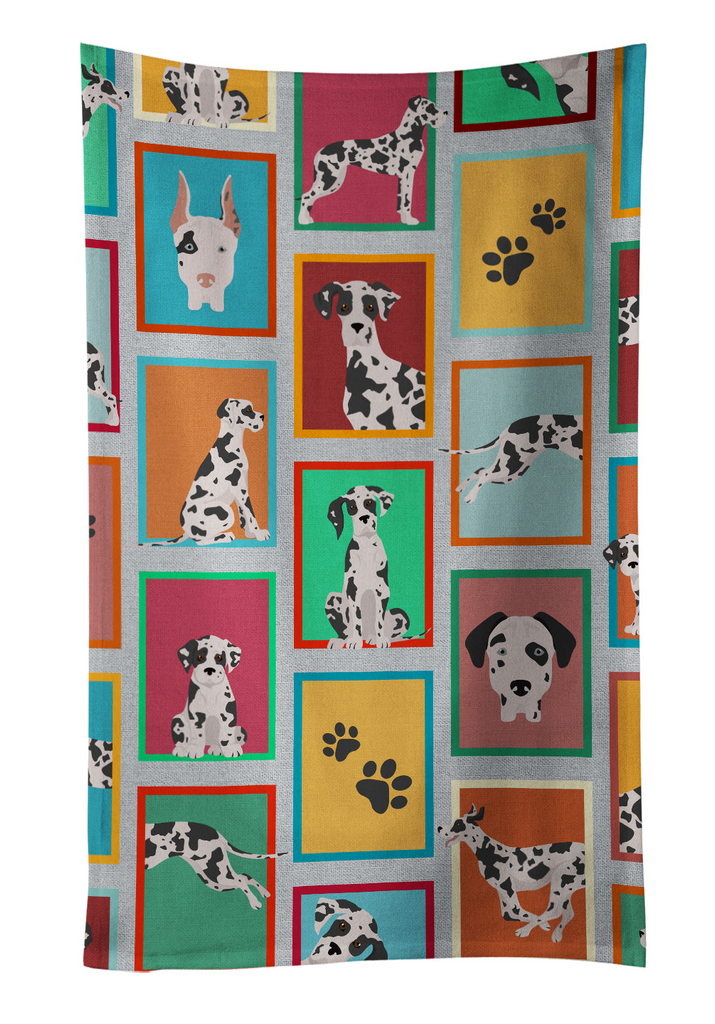 Glamorous Pups : Lots of Harlequin Natural Ears Great Dane Kitchen Towel