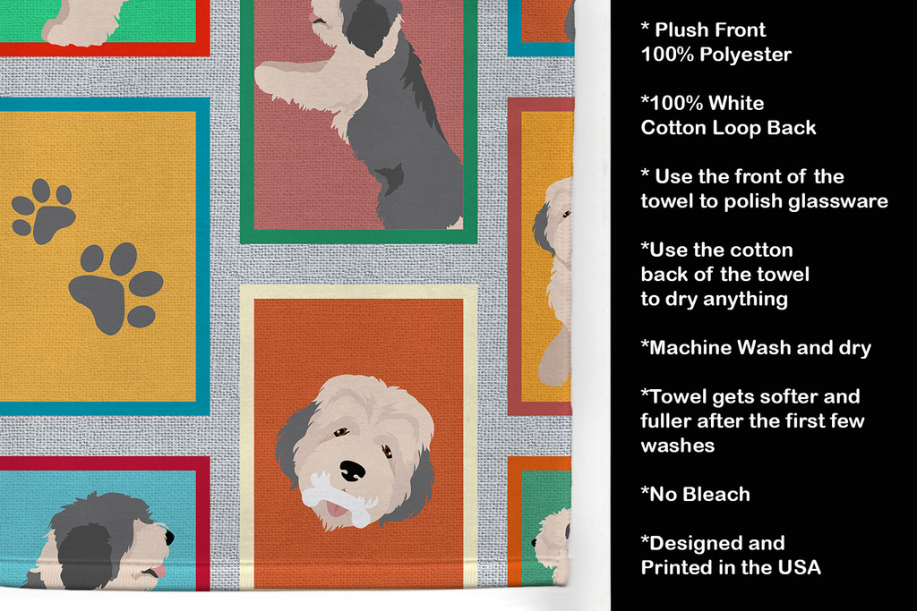 Glamorous Pups : Lots of Old English Sheepdog Kitchen Towel