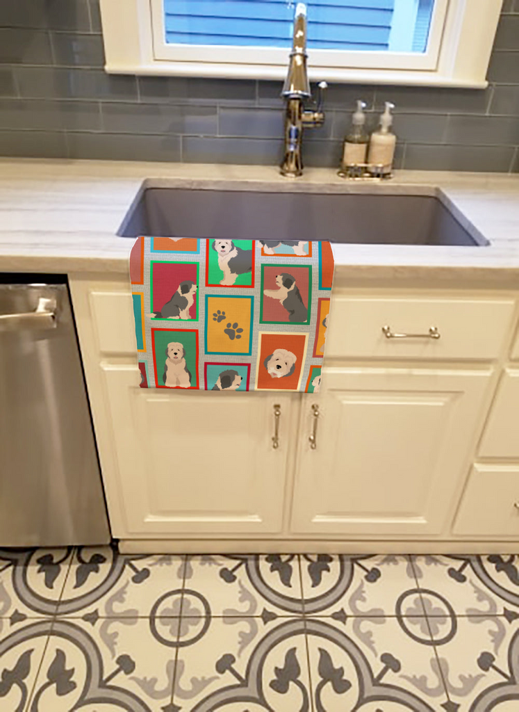 Glamorous Pups : Lots of Old English Sheepdog Kitchen Towel