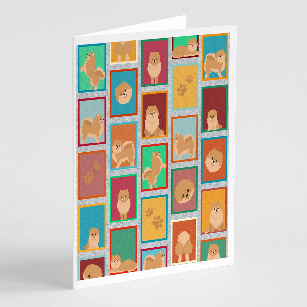 Glamorous Pups : Lots of Orange Pomeranian Greeting Cards Pack of 8