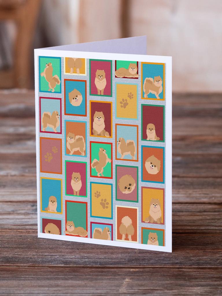 Glamorous Pups : Lots of Orange Pomeranian Greeting Cards Pack of 8