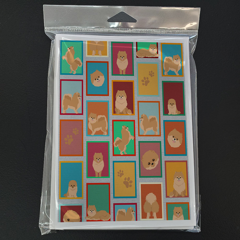 Glamorous Pups : Lots of Orange Pomeranian Greeting Cards Pack of 8