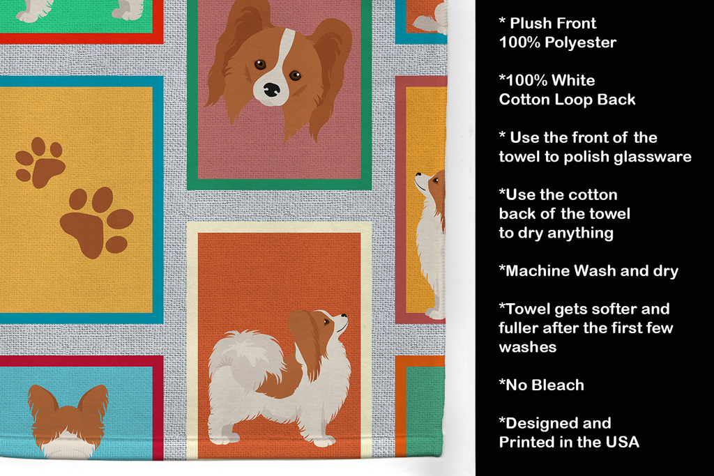 Glamorous Pups : Lots of Red and White Papillon Kitchen Towel