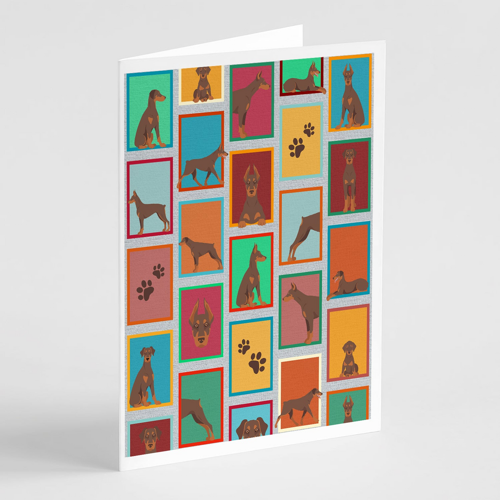 Glamorous Pups : Lots of Red Doberman Pinscher Greeting Cards Pack of 8