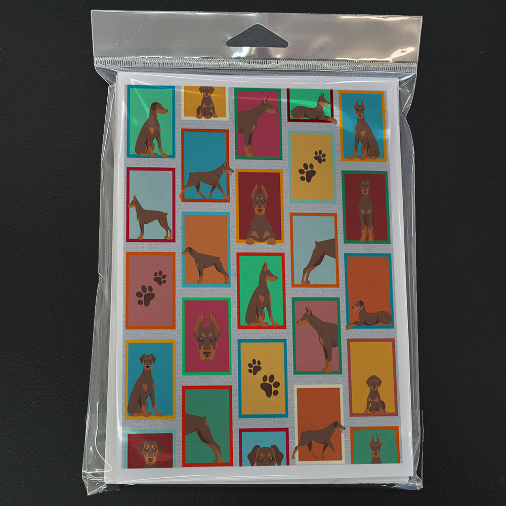 Glamorous Pups : Lots of Red Doberman Pinscher Greeting Cards Pack of 8