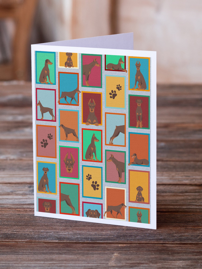 Glamorous Pups : Lots of Red Doberman Pinscher Greeting Cards Pack of 8