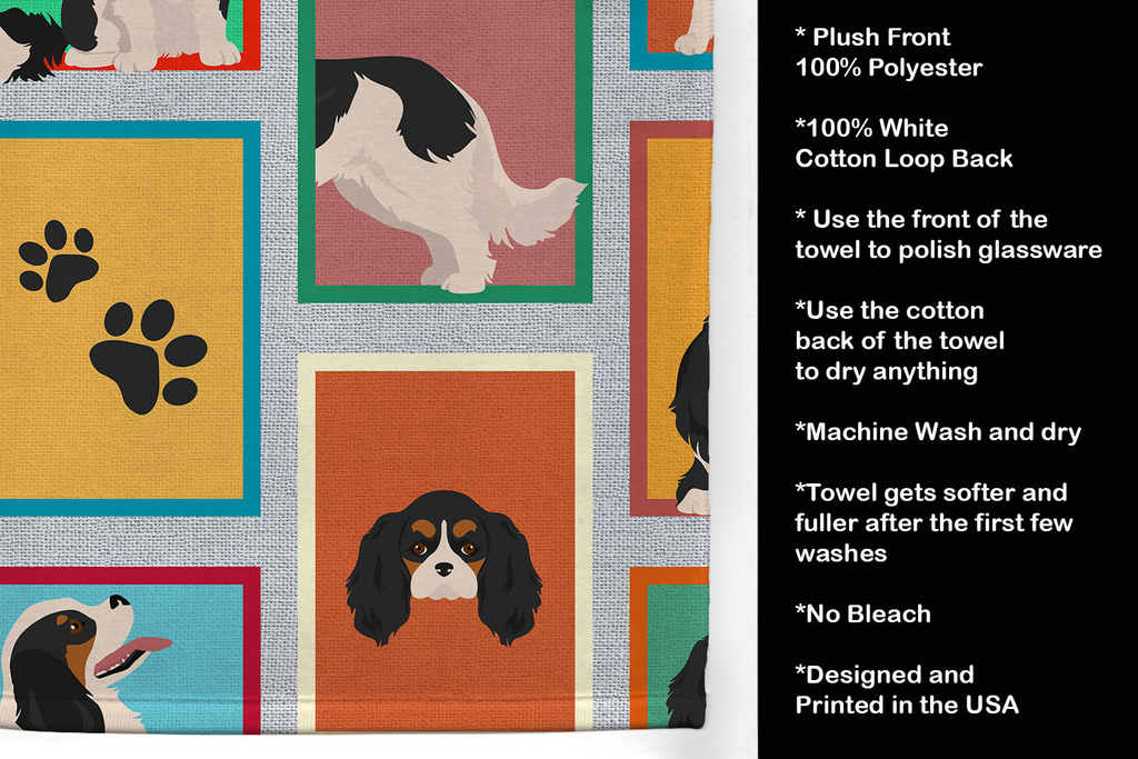 Glamorous Pups : Lots of Tricolor Cavalier Spaniel Kitchen Towel