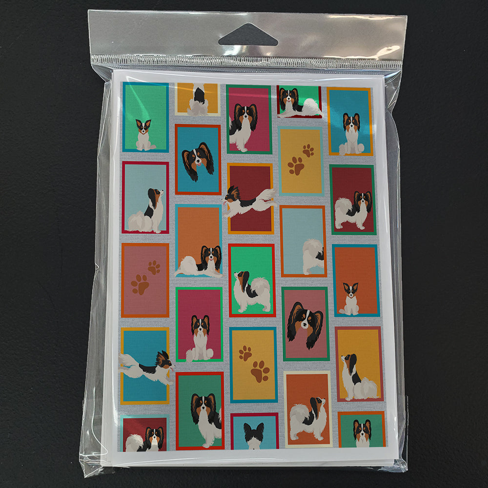 Glamorous Pups : Lots of Tricolor Papillon Greeting Cards Pack of 8