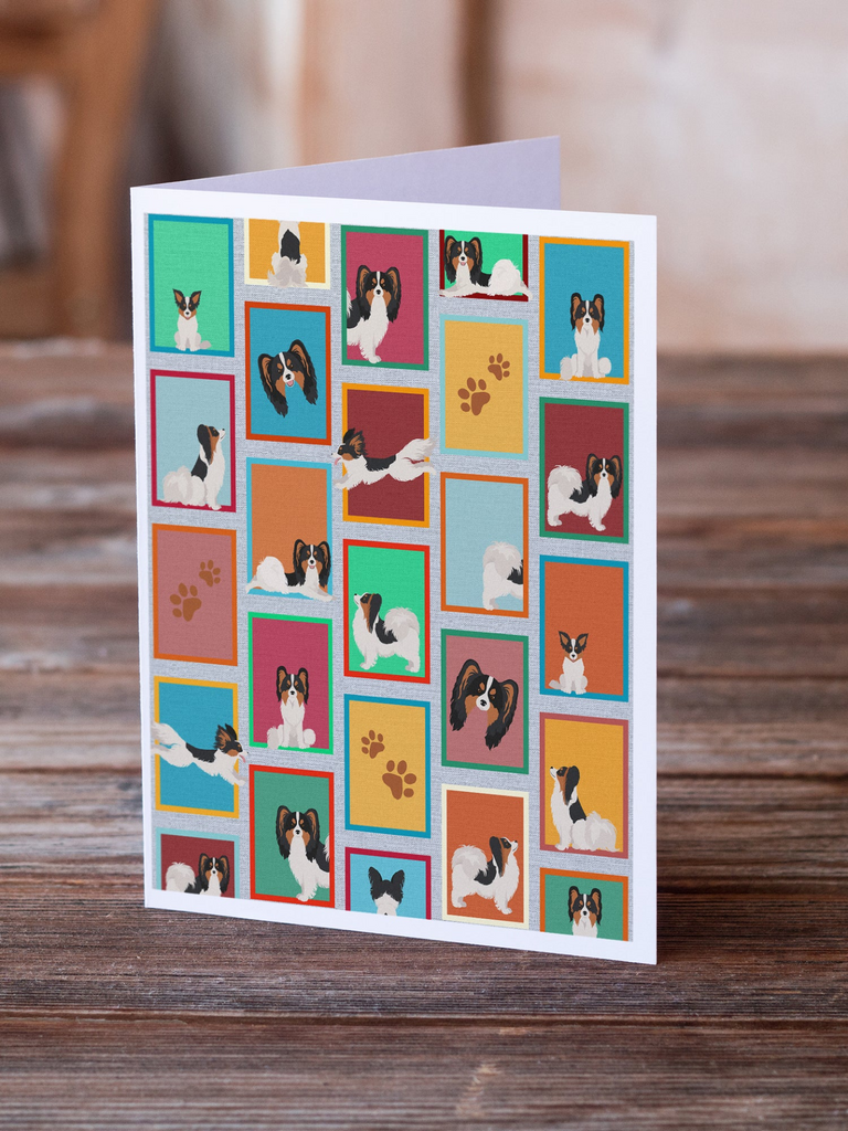 Glamorous Pups : Lots of Tricolor Papillon Greeting Cards Pack of 8