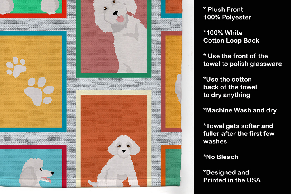 Glamorous Pups : Lots of White Standard Poodle Kitchen Towel
