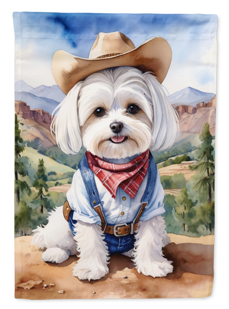 Glamorous Pups : Maltese Cowboy Welcome House Flag