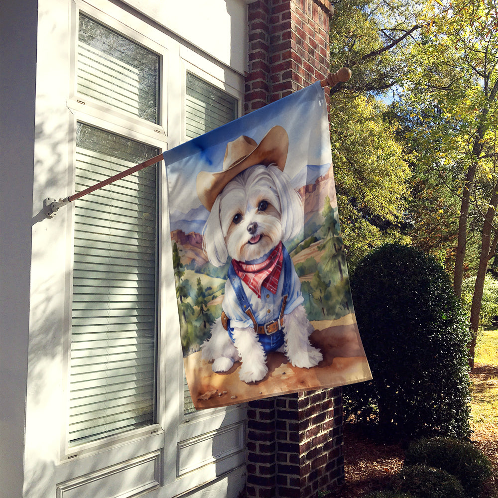 Glamorous Pups : Maltese Cowboy Welcome House Flag