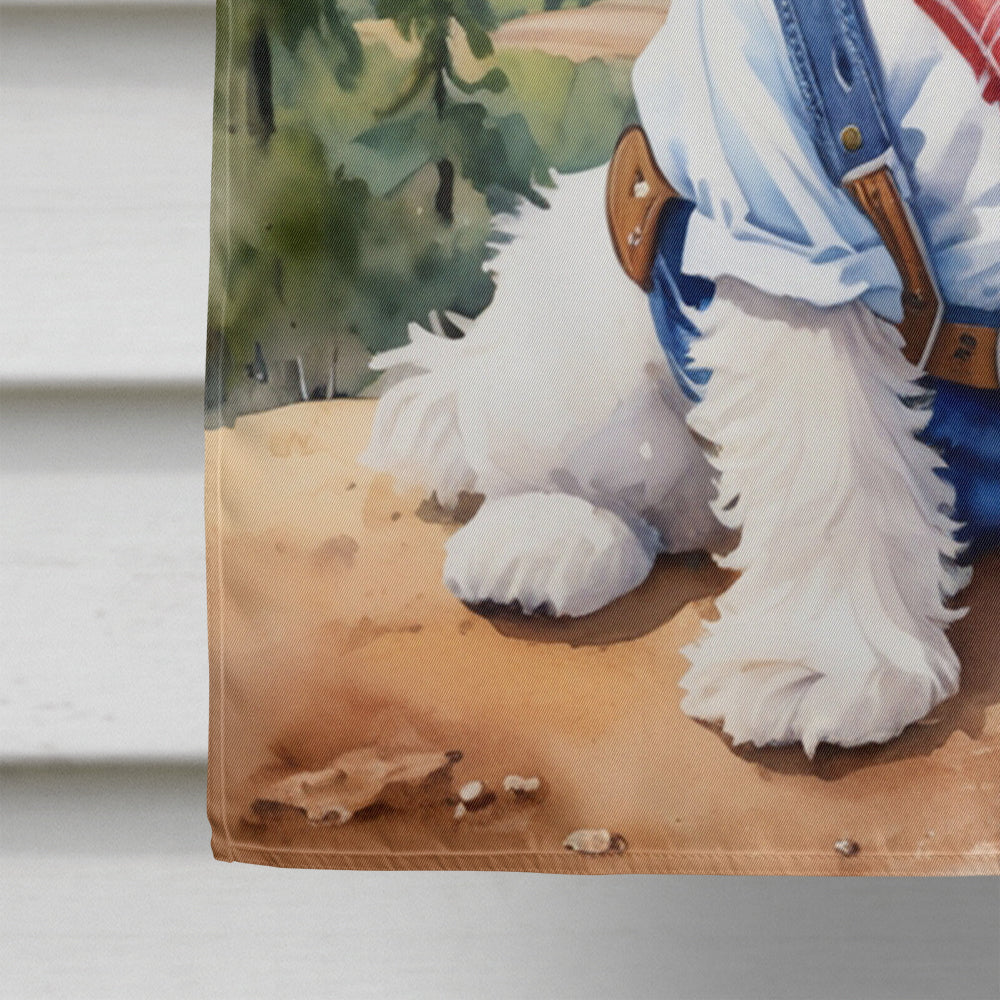 Glamorous Pups : Maltese Cowboy Welcome House Flag