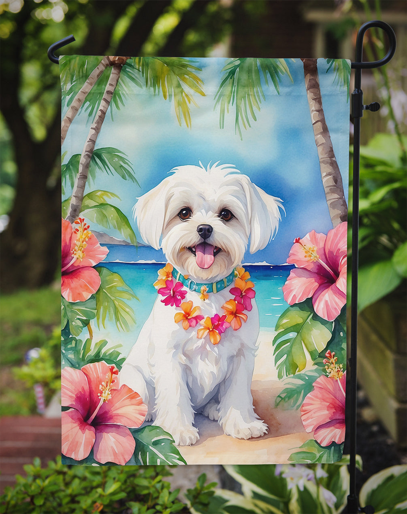 Glamorous Pups : Maltese Luau Garden Flag
