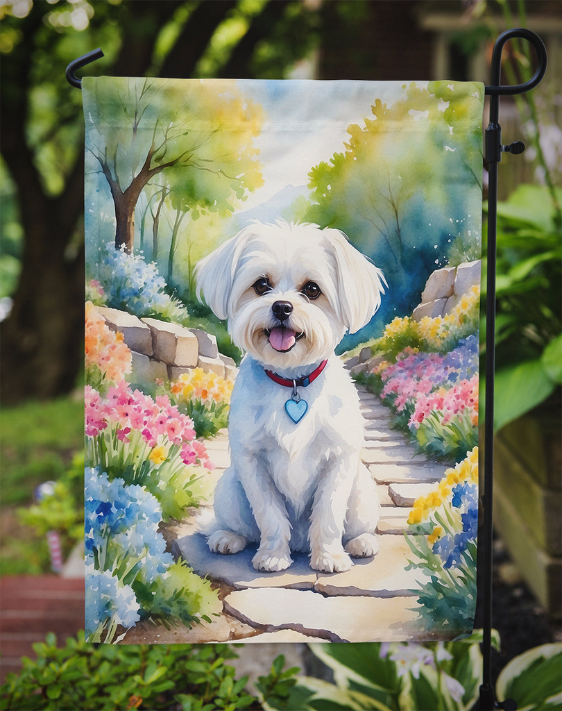 Glamorous Pups : Maltese Spring Path Garden Flag