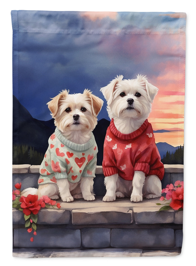 Glamorous Pups : Maltese Two Hearts Garden Flag
