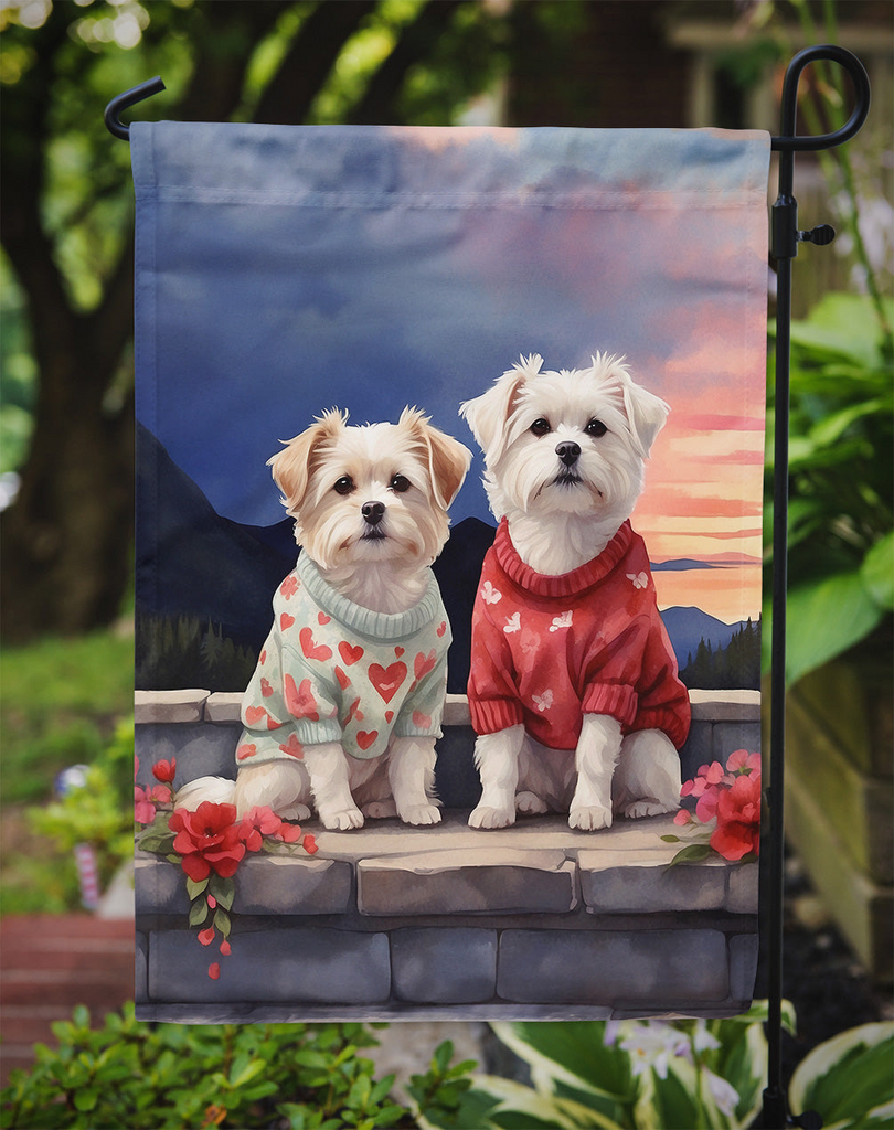 Glamorous Pups : Maltese Two Hearts Garden Flag