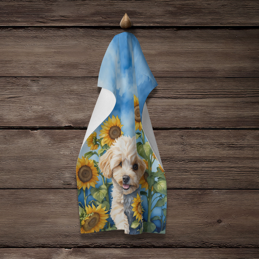 Glamorous Pups : Maltipoo in Sunflowers Kitchen Towel