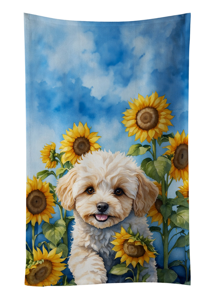 Glamorous Pups : Maltipoo in Sunflowers Kitchen Towel