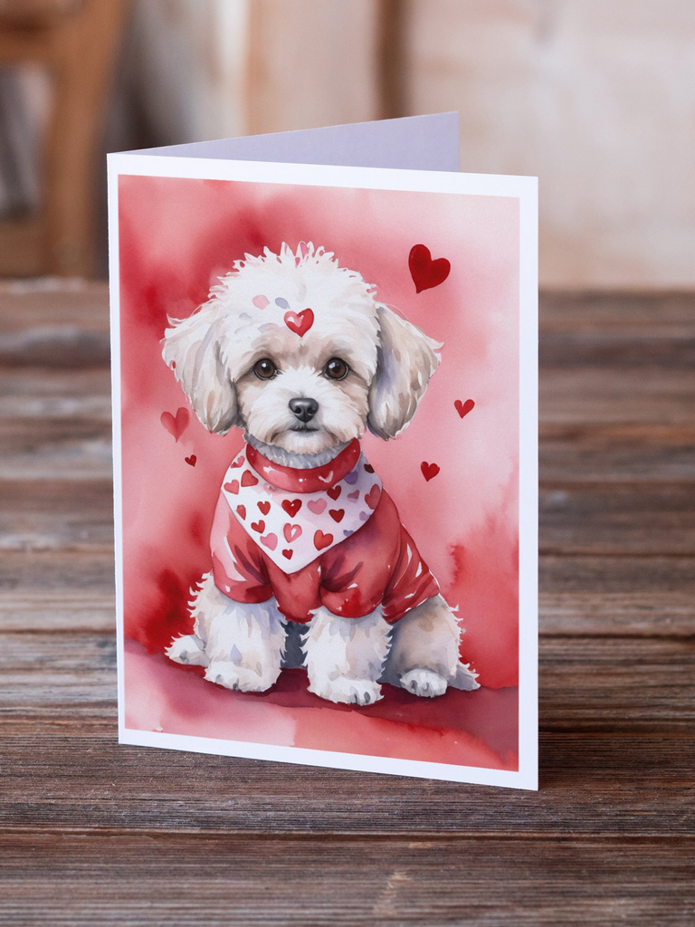 Glamorous Pups : Maltipoo My Valentine Greeting Cards Pack of 8