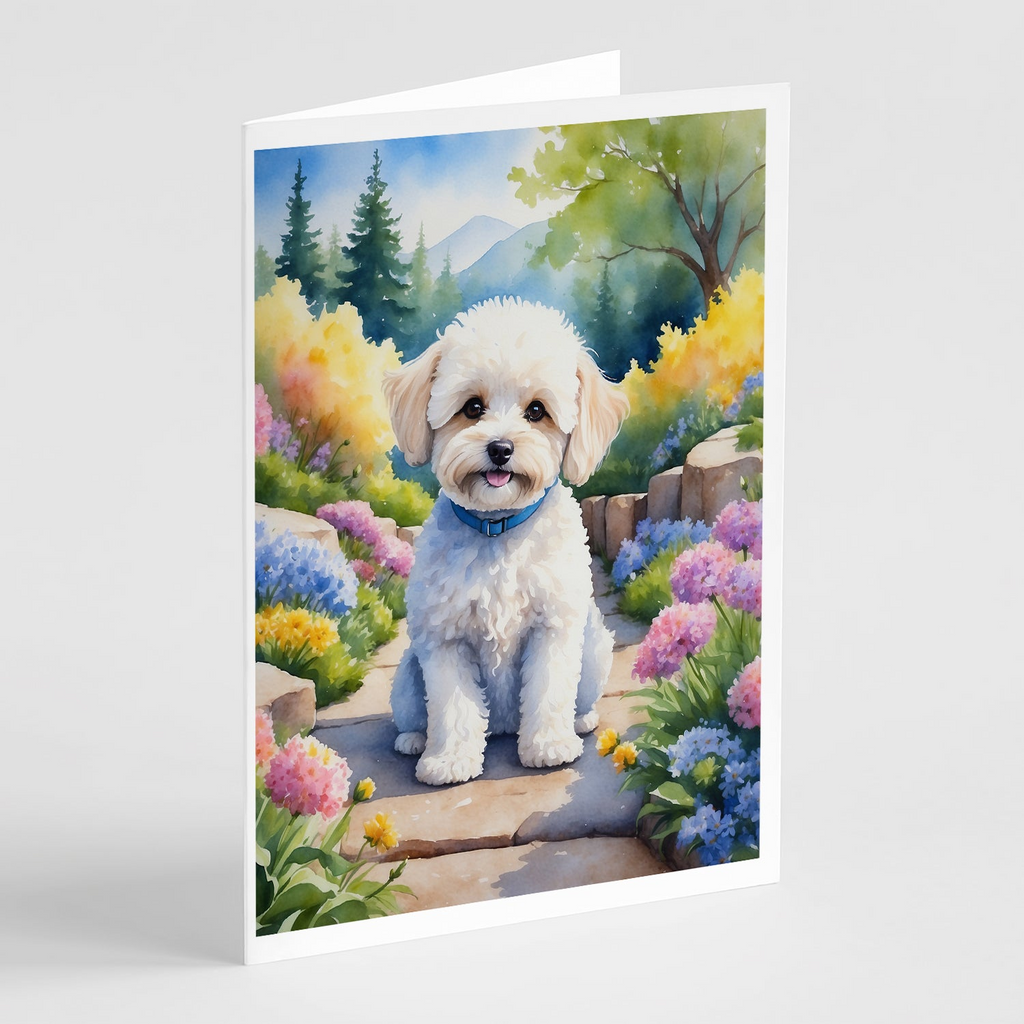 Glamorous Pups : Maltipoo Spring Path Greeting Cards Pack of 8