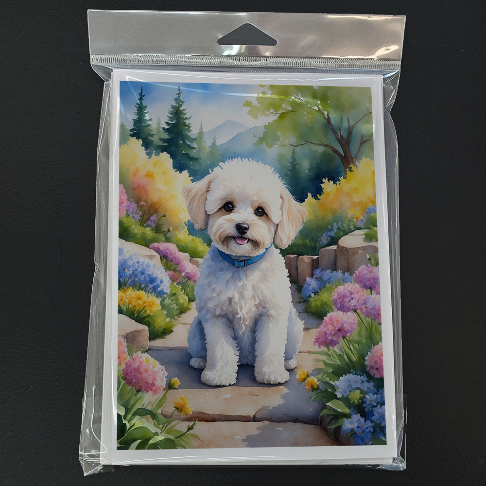 Glamorous Pups : Maltipoo Spring Path Greeting Cards Pack of 8