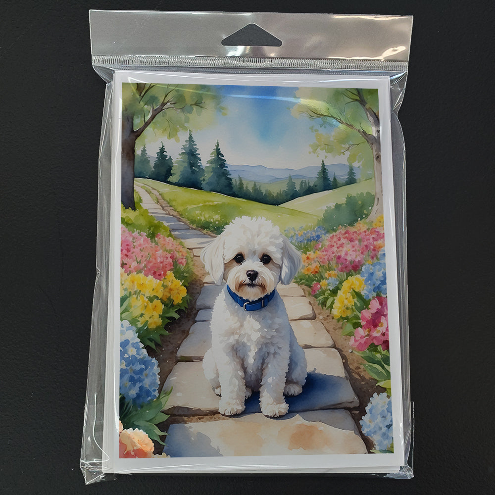Glamorous Pups : Maltipoo Spring Path Greeting Cards Pack of 8