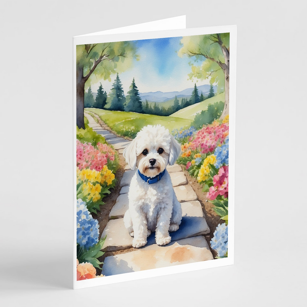 Glamorous Pups : Maltipoo Spring Path Greeting Cards Pack of 8