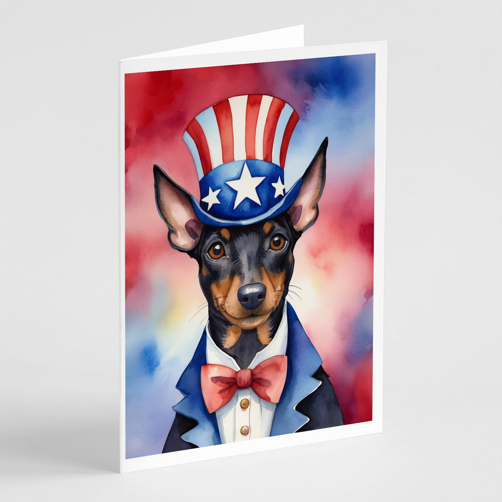 Glamorous Pups : Manchester Terrier Patriotic American Greeting Cards Pack of 8
