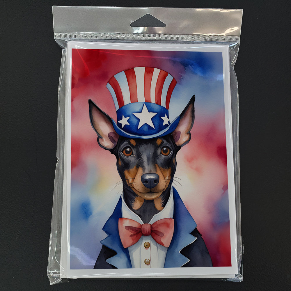 Glamorous Pups : Manchester Terrier Patriotic American Greeting Cards Pack of 8