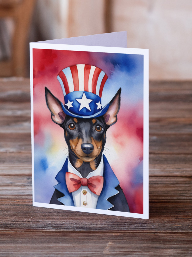 Glamorous Pups : Manchester Terrier Patriotic American Greeting Cards Pack of 8