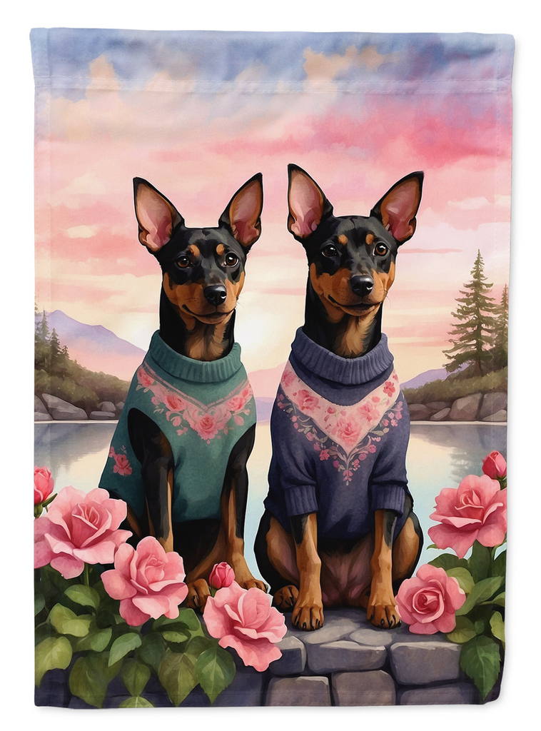 Glamorous Pups : Manchester Terrier Two Hearts Garden Flag