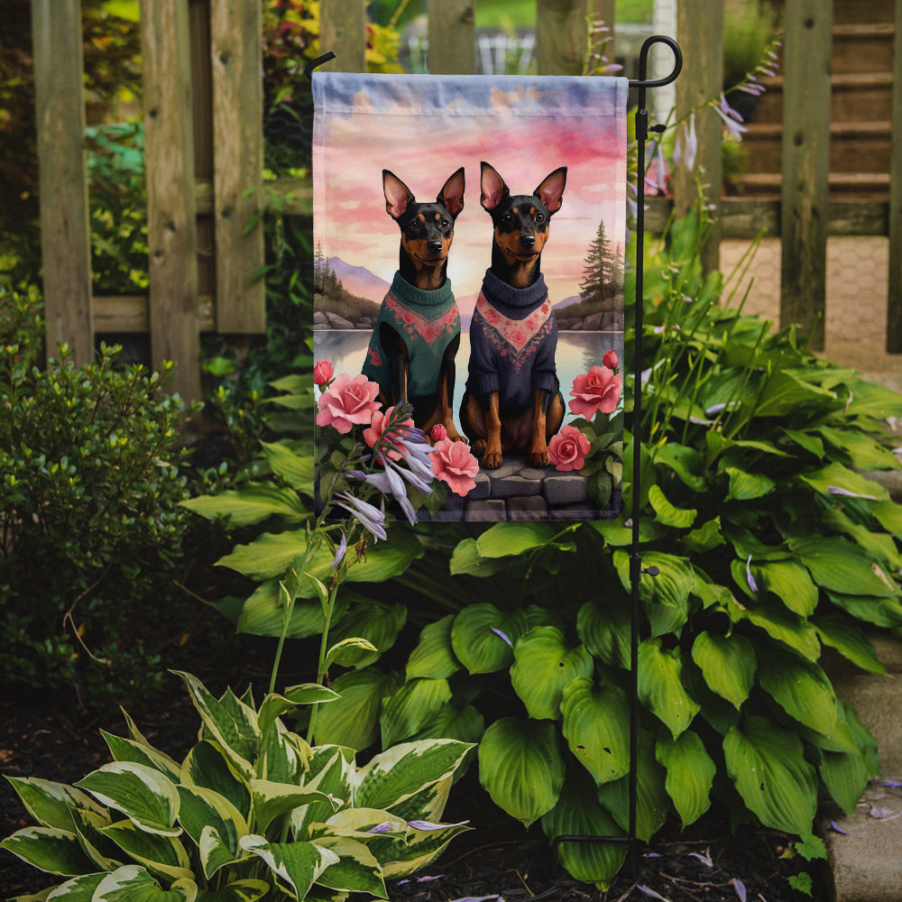 Glamorous Pups : Manchester Terrier Two Hearts Garden Flag