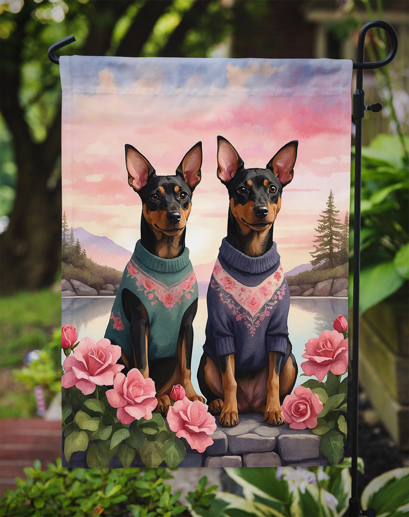 Glamorous Pups : Manchester Terrier Two Hearts Garden Flag
