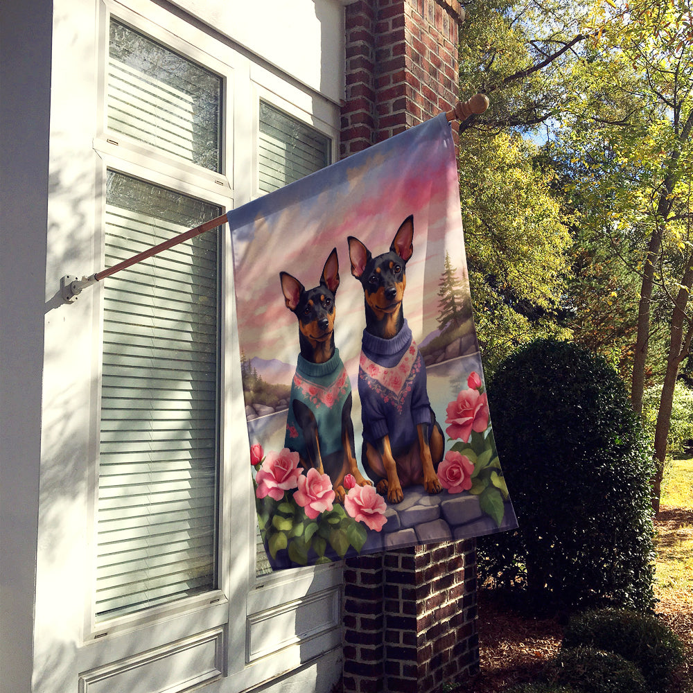 Glamorous Pups : Manchester Terrier Two Hearts House Flag