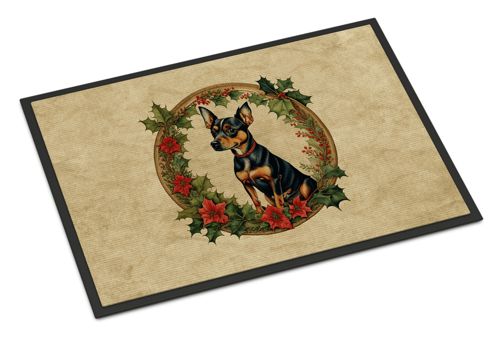 Glamorous Pups : Miniature Pinscher Christmas Flowers Doormat
