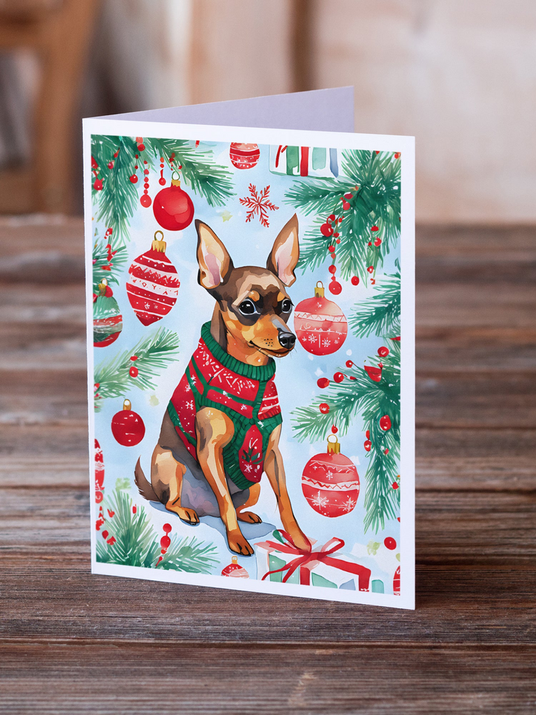 Glamorous Pups : Miniature Pinscher Christmas Greeting Cards Pack of 8