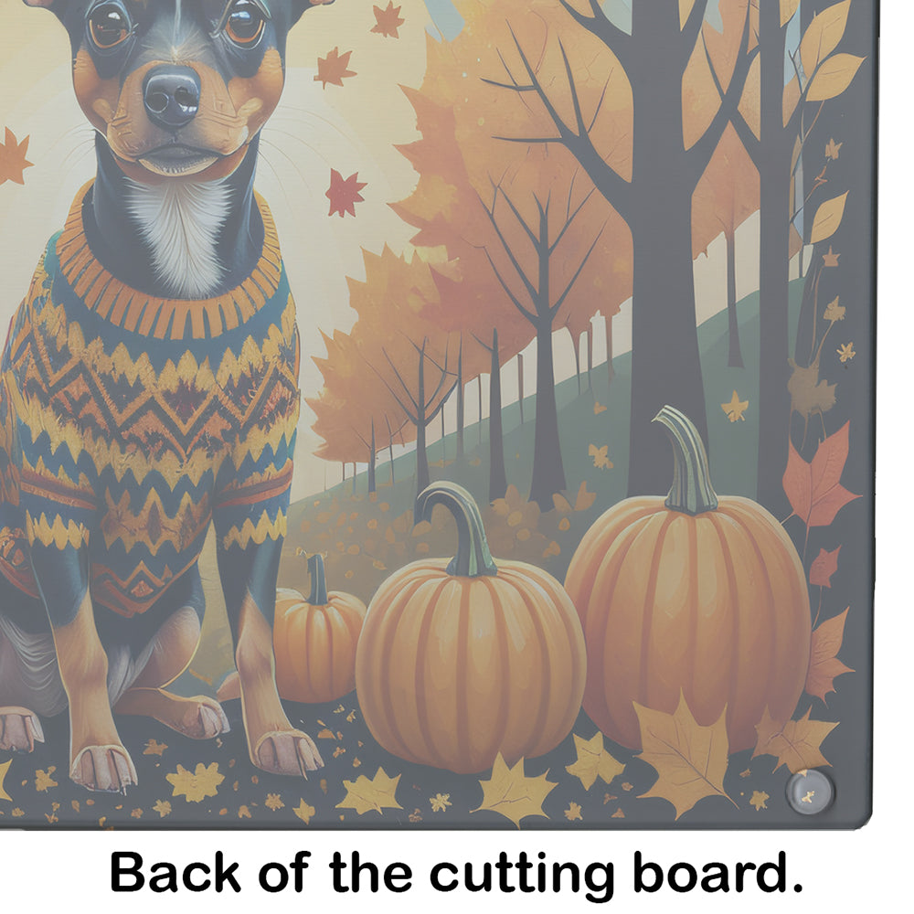 Glamorous Pups : Miniature Pinscher Fall Glass Cutting Board