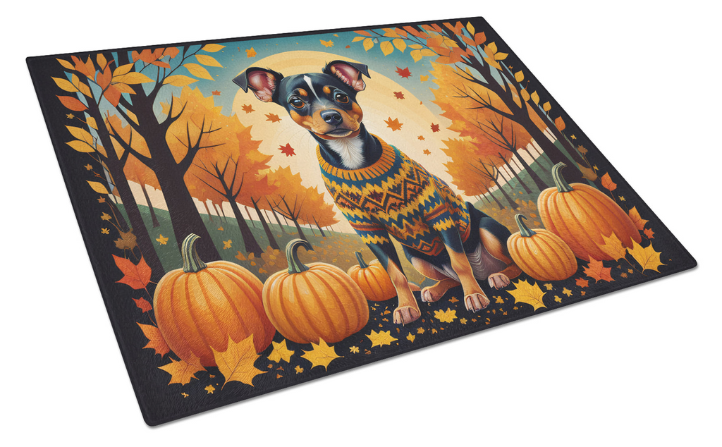 Glamorous Pups : Miniature Pinscher Fall Glass Cutting Board