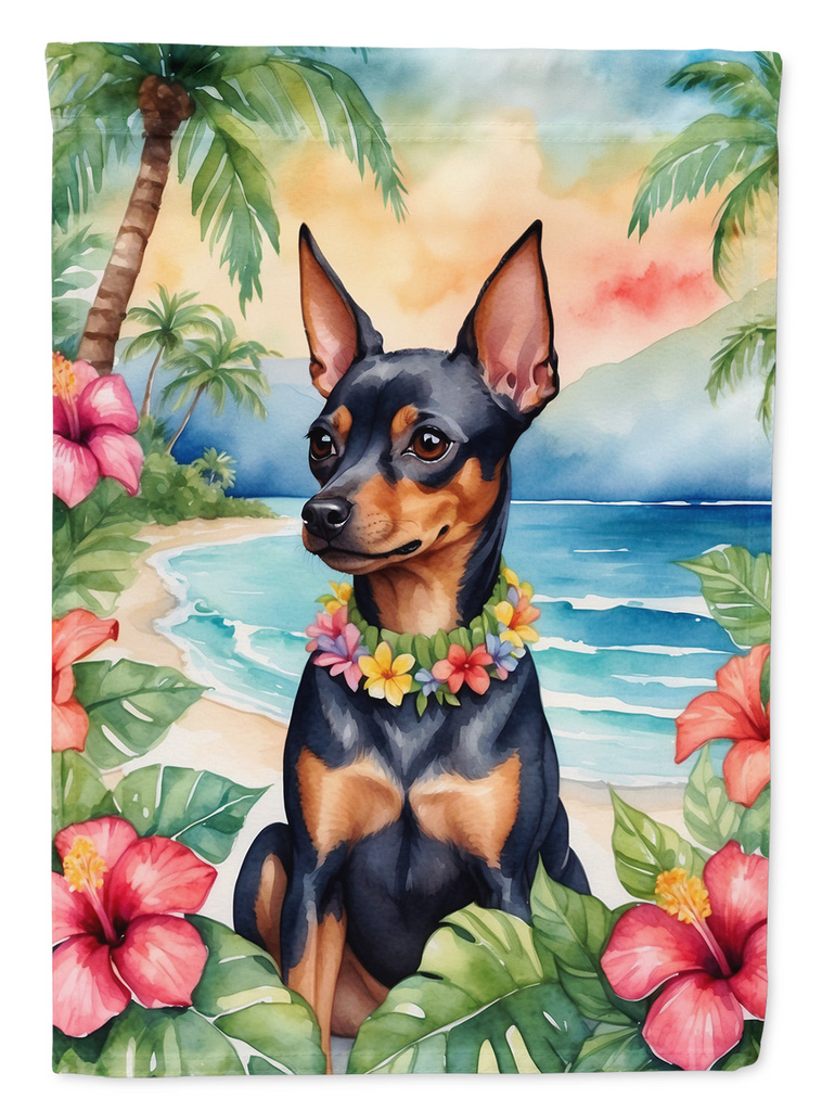 Glamorous Pups : Miniature Pinscher Luau House Flag