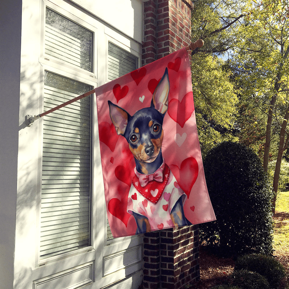 Glamorous Pups : Miniature Pinscher My Valentine House Flag