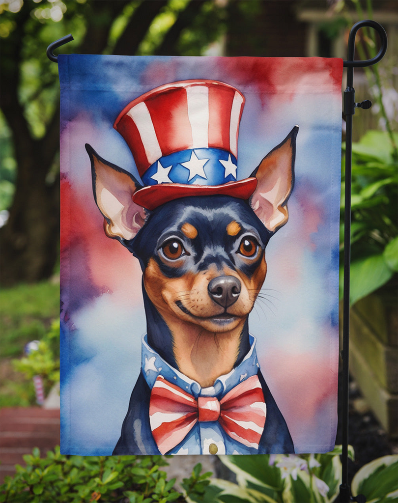 Glamorous Pups : Miniature Pinscher Patriotic American Garden Flag